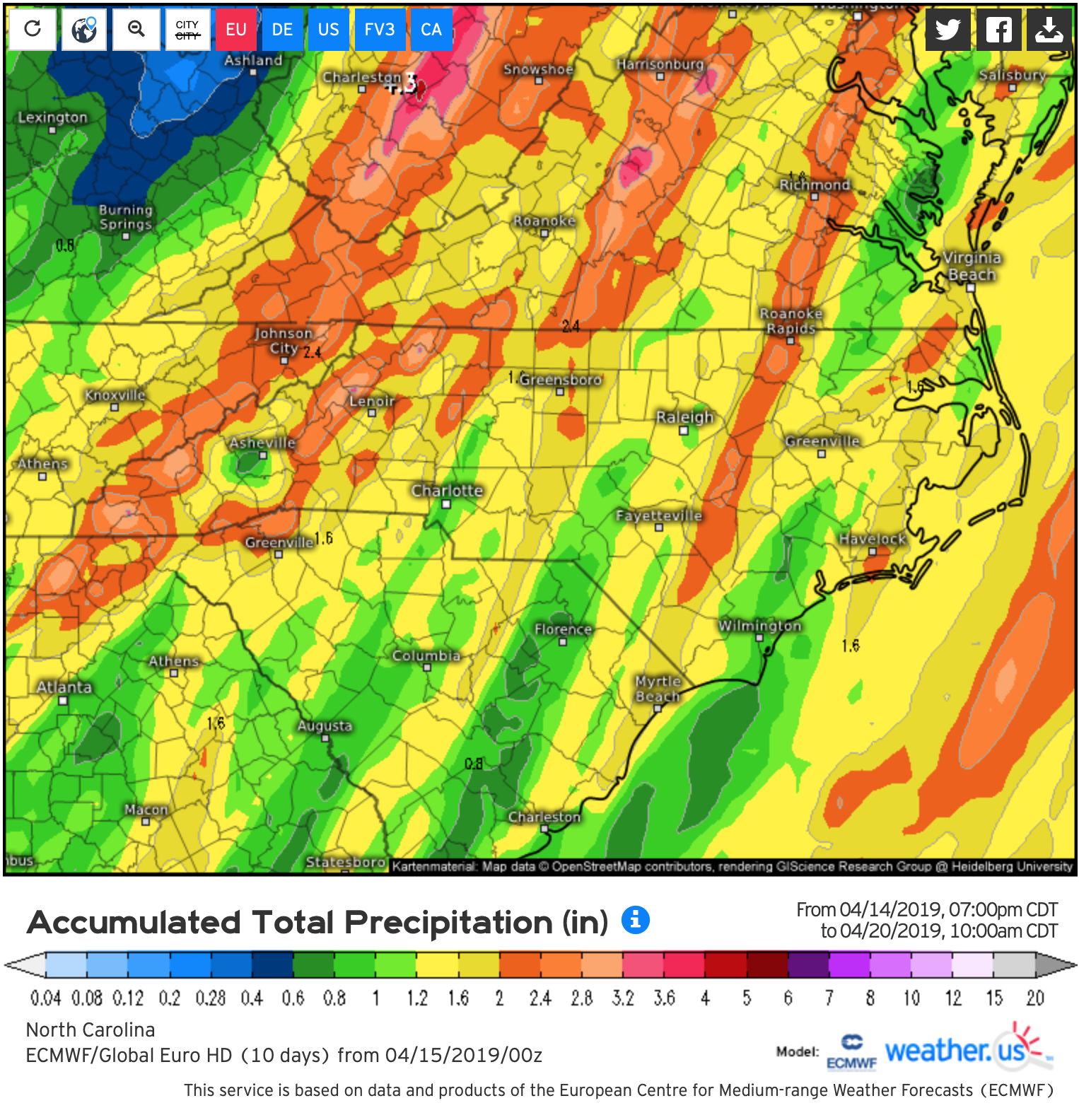 0z European Precip Forecast Courtesy of Weather.us