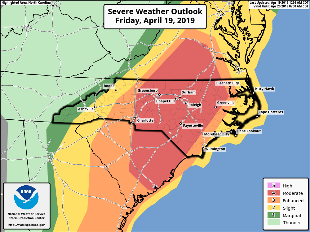 Dangerous Travel Day Across NC Today As Moderate Risk For Severe Storms Issued