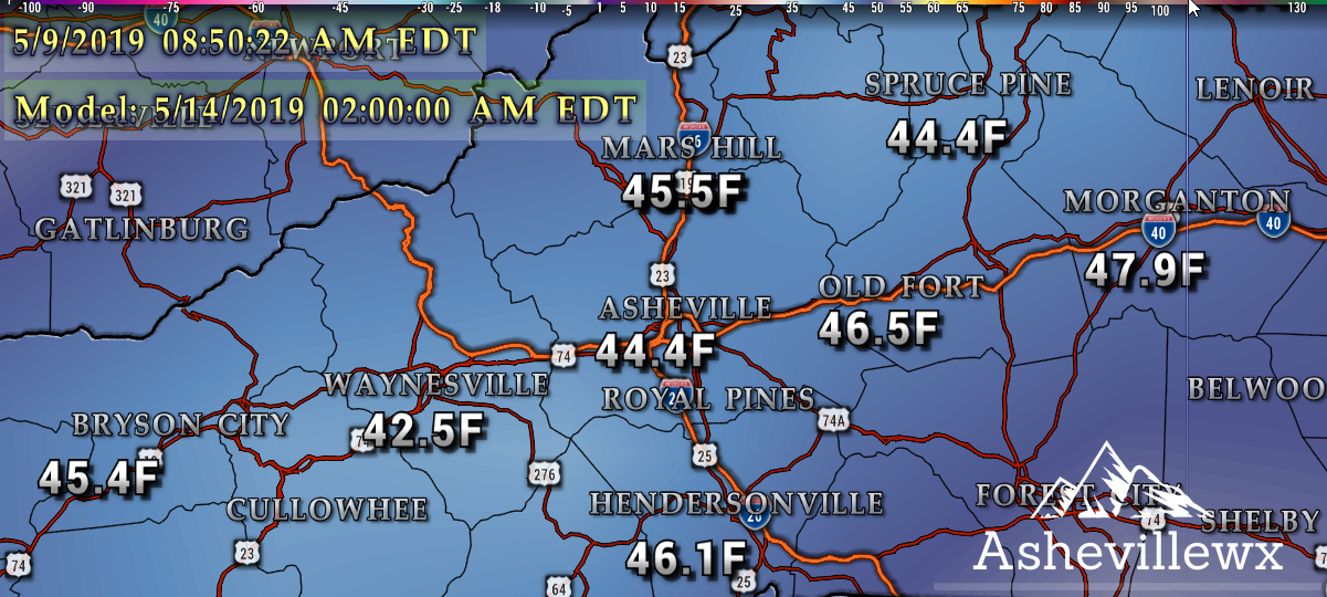 GFS Temperatures Tuesday AM
