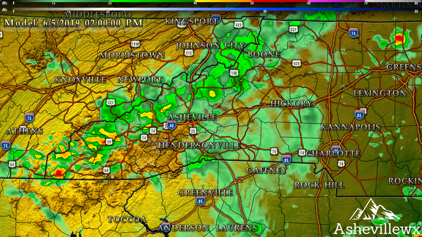 Radar Depiction For This Afternoon (Wednesday) Around WNC
