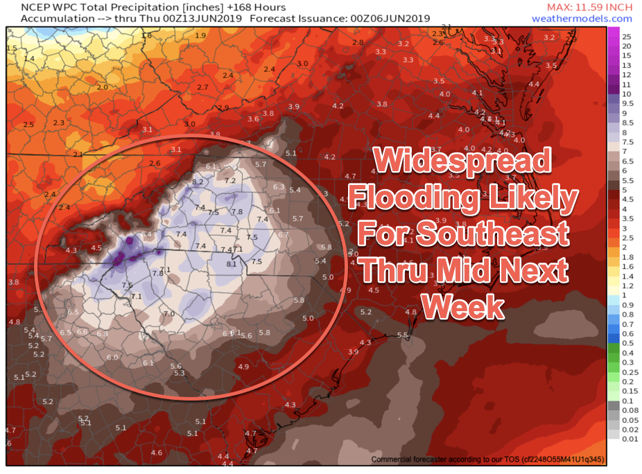 Widespread Southeast Flooding Possible As Tropical Moisture Moves In... 5"+ Of Rainfall Could Fall