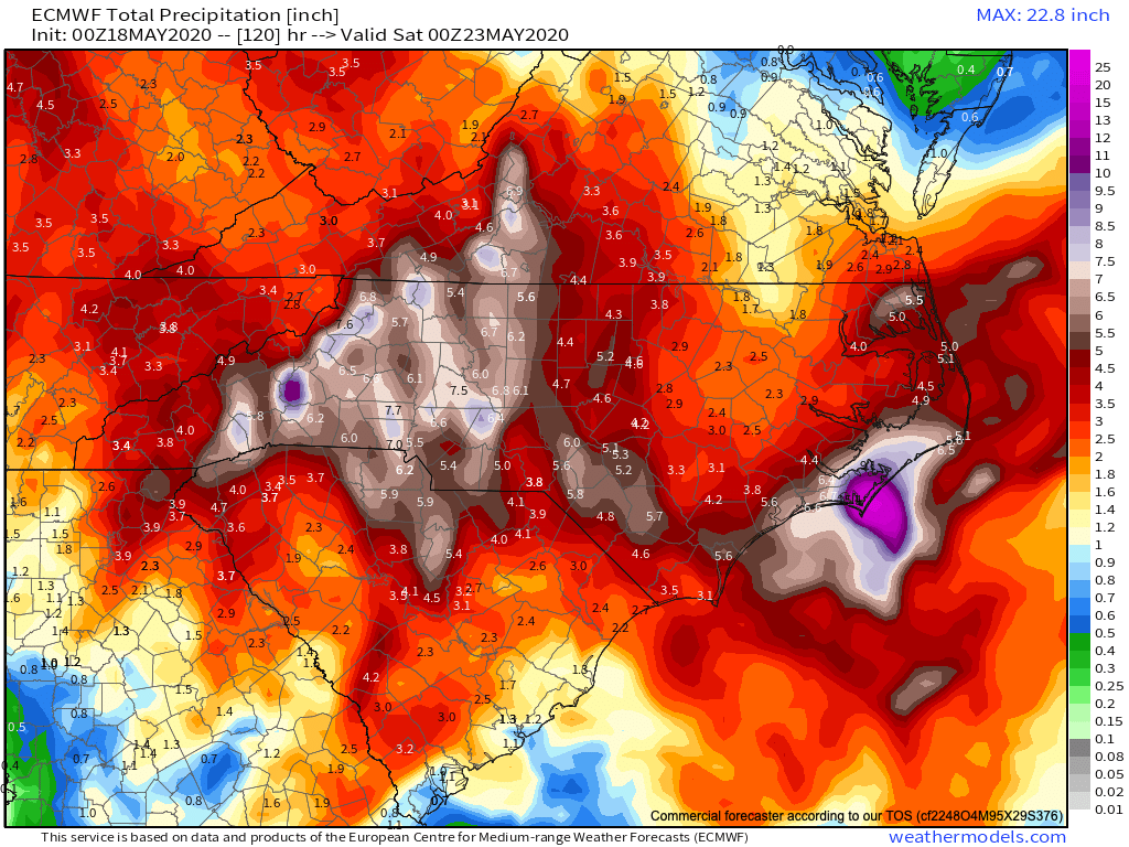 Heavy Rain, Flash Flooding Likely As 5"+ of Rainfall Is Expected This Week For WNC