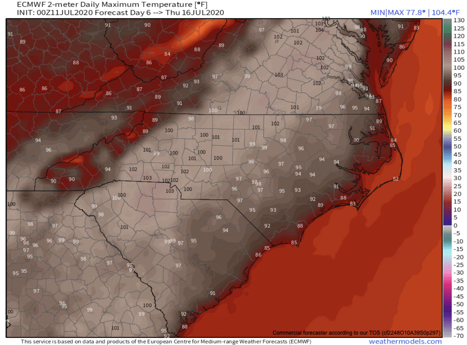 Mid 90's Possible Around WNC Next Week 100's Likely In Foothills