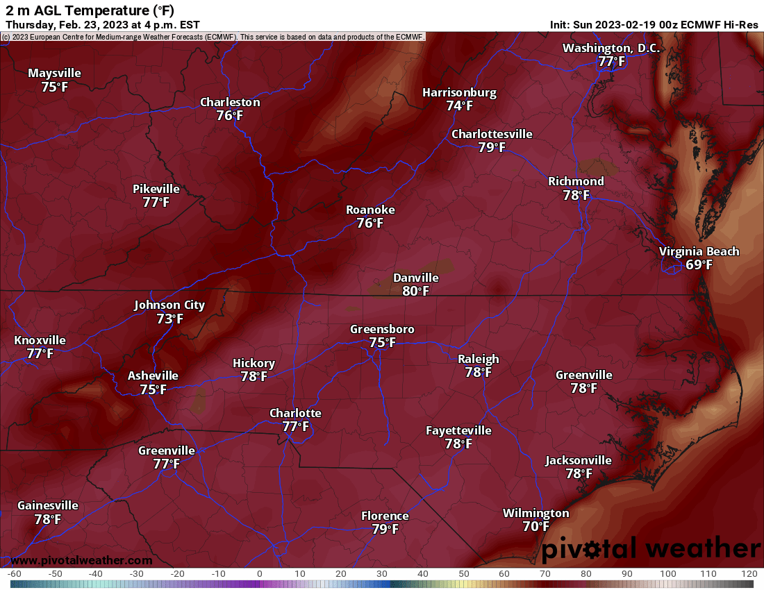 Near Record High Temps Possible Mid Week Around WNC