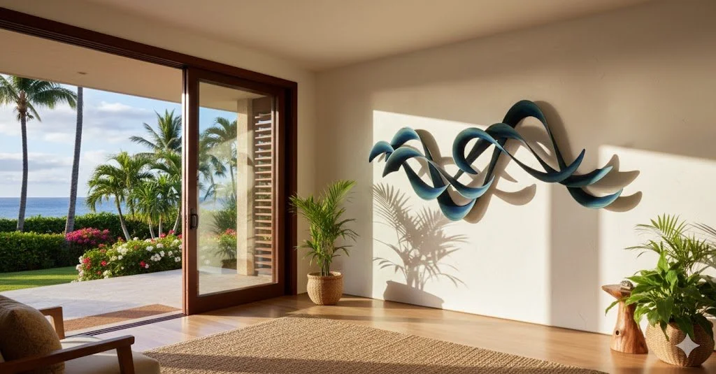 Aloha sculpture of an abstract wave