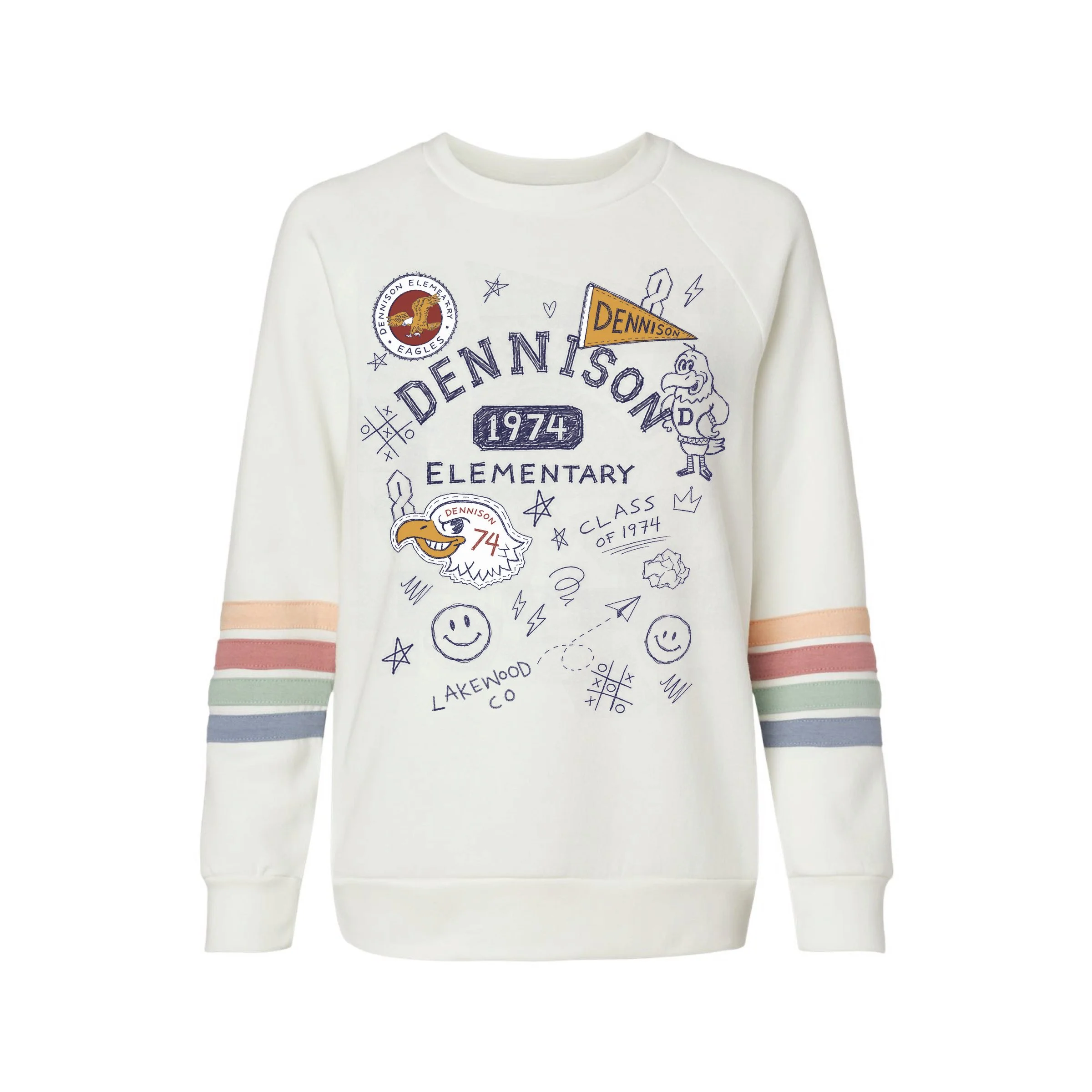 Women's Dennison Doodle Crewneck Sweatshirt with stripes
