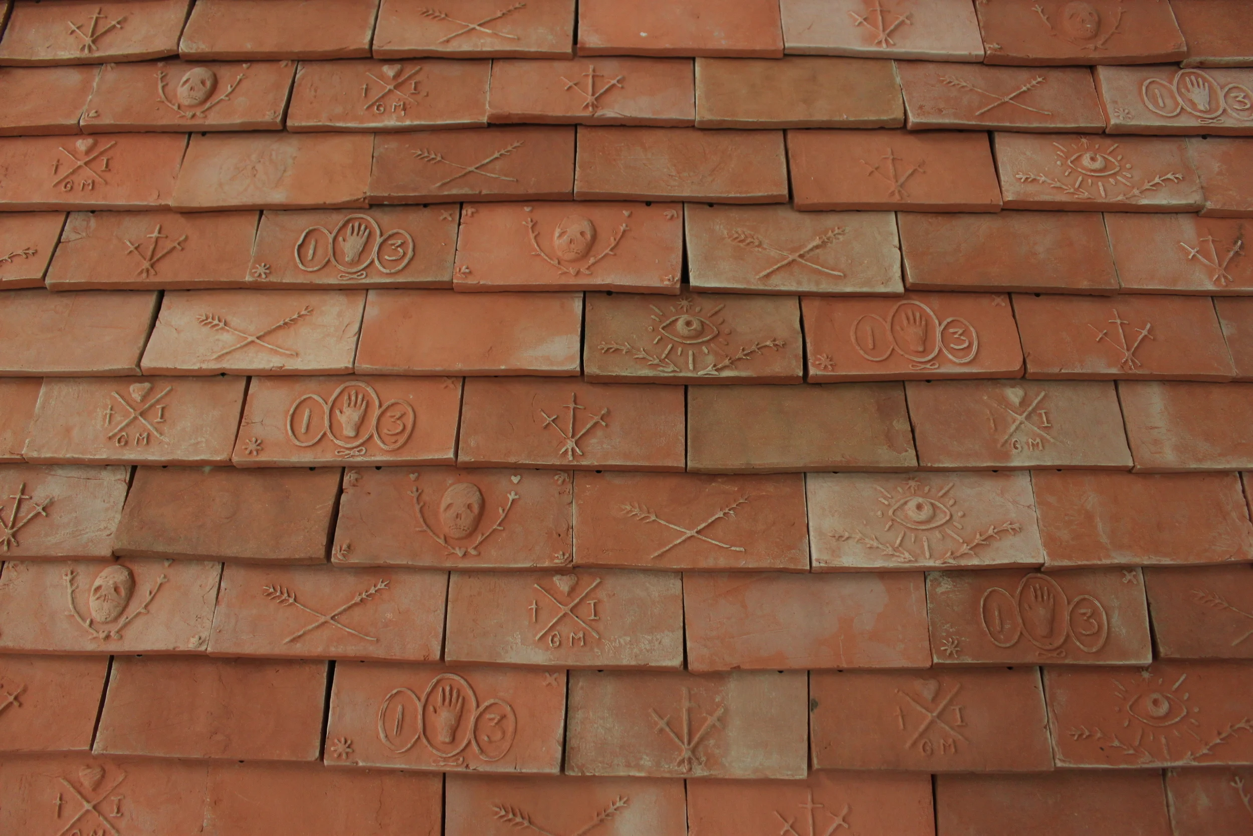  Press Mold Earthenware Shingles (detail), Fall 2014 