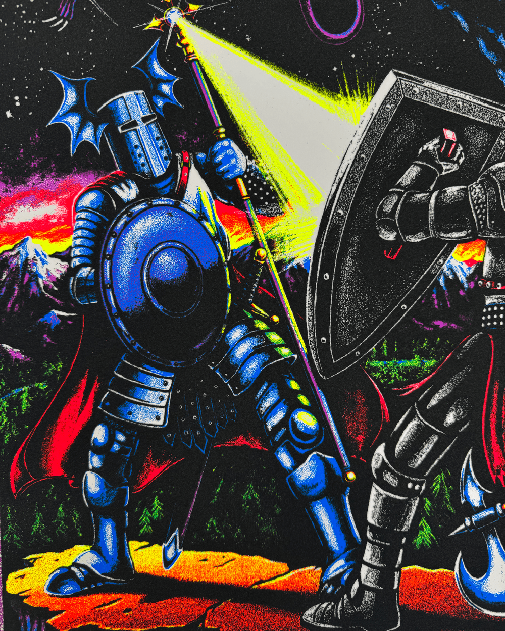 QUEST MASTER - Fuzzy Blacklight Poster by Josh Freydkis X Out of