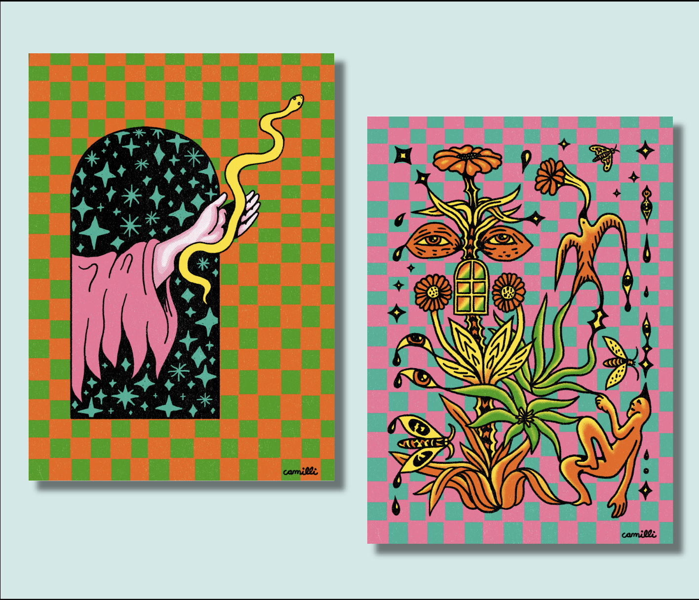 OFFERING + SPRINGTIME DANCE: Mini Risographs by Justin Camilli