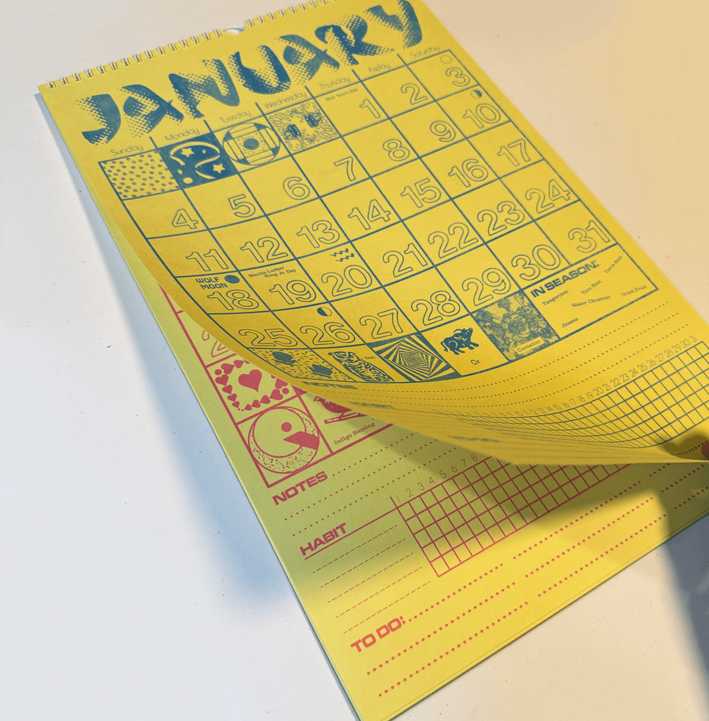 2026 Risograph Calendar - 25% OFF ON SALE - BIG FULL FLIP - By