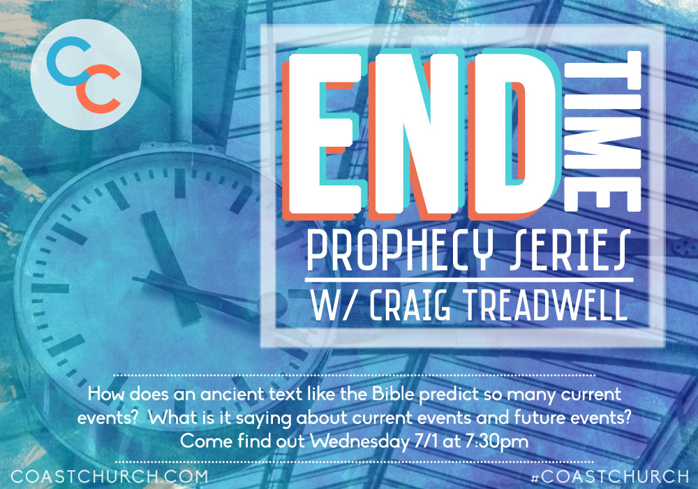 Popular speaker, radio host, TV commentator and End Time Prophecy expert Rev. Craig Treadwell will be joining us on 7/1 (next Wednesday) at 7:30pm in Ventura (location to be determined) to discuss Biblical prophecy, current events, and how they're unfolding today before our very eyes. Invite a friend, co-worker, family member to join you at this engaging, thought provoking night of study. Please email, call, text, DM or @reply with any questions. Refreshments will be provided. 