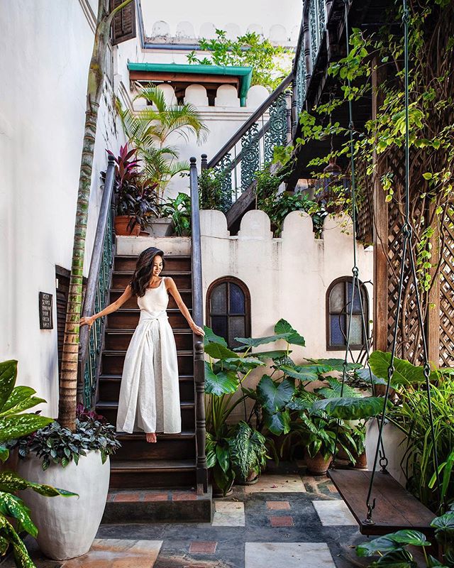 Secret gardens at @emersonzanzibar 🌿 Also how fun are my pants? They&rsquo;re by a local Zanzibar designer, Farouque Abdela who also designed the interiors of the hotel.