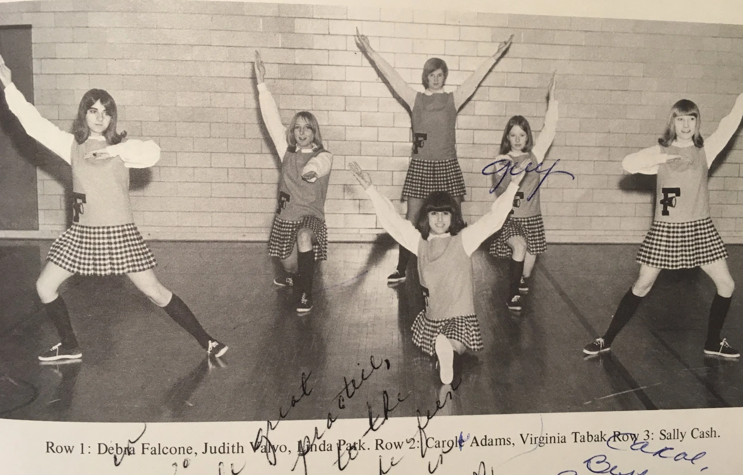 Yes I was a cheerleader. Cheerleading was one of the few athletic options for girls before Title IX. This was the longest our hair could be, truly! 