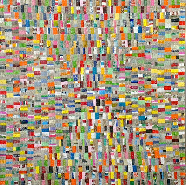 Eveline Kotai - Square Spiral #2, 2014, mixed media stitched collage, 30x30cm, private collection
