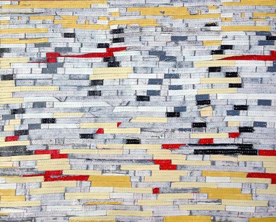 Remnants + Paint, Stage 2, 2014, oil, linen, nylon thread, 41x51cm, private collection