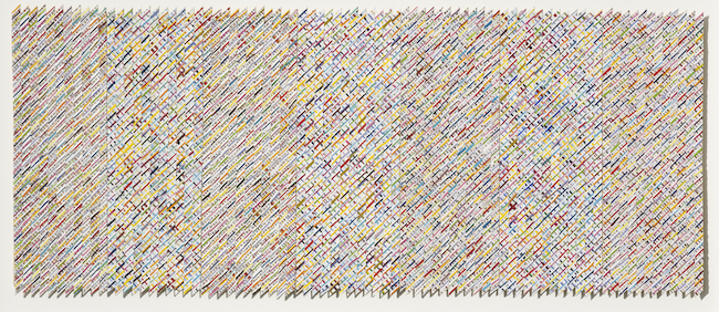 Eveline Kotai - On the Cross, 2012, mixed media stitched collage, 60x110cm