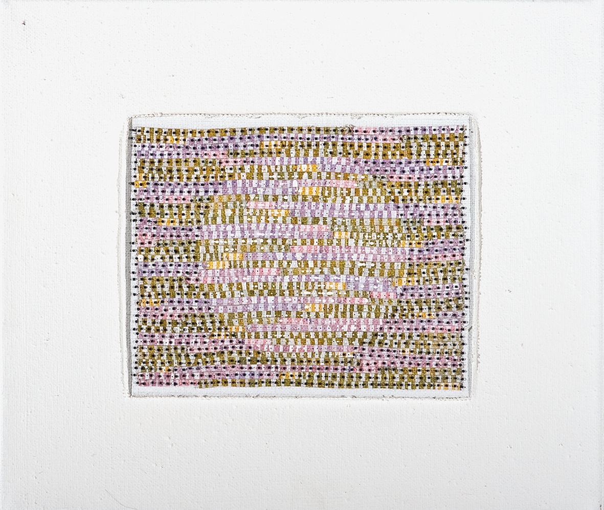 Eveline Kotai - 2012, 25x35cm, beads on stitched acrylic paint, private collection