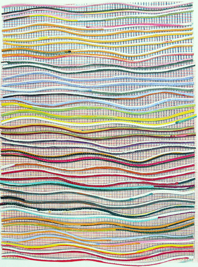 Eveline Kotai, Ripple Effect #6, mixed media stitched collage, 63x53cm, 2014 (private collection) 