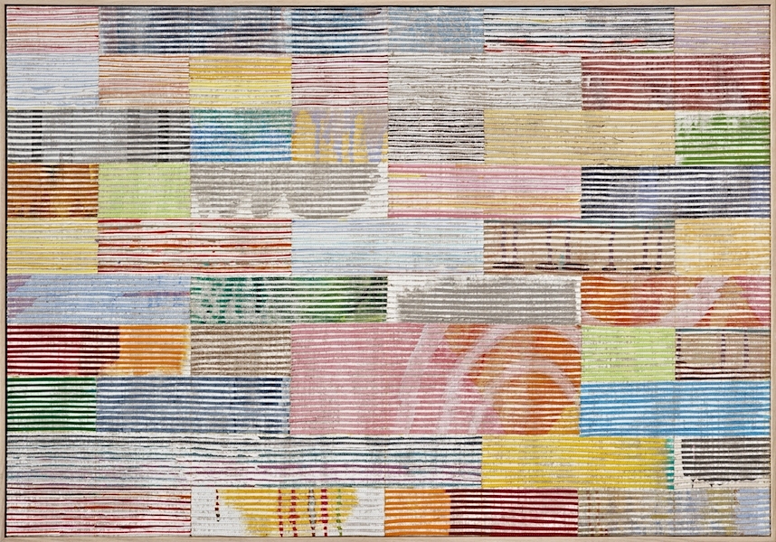 Eveline Kotai - Road Trip Murchison, 2011, mixed media stitched collage on linen, 68x88cm, Geraldton Regional Gallery Collection