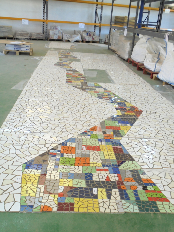 Eveline Kotai & Mathews/Scavali Architects - Trencadis factory visit, Spain: Artwork for facade of FBO4 building at Elizabeth Quay
