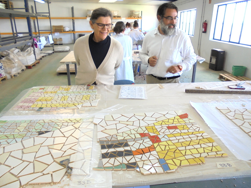 Eveline Kotai & Mathews/Scavali Architects - Trencadis factory visit, Spain: Artwork for facade of FBO4 building at Elizabeth Quay