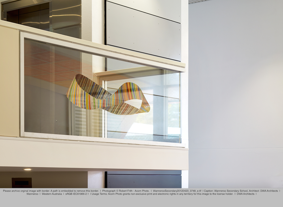 Eveline Kotai + Darryl Way & Associates; Wanneroo Senior High School Stage 2. Print on glass by Cooling Bros. 2014.