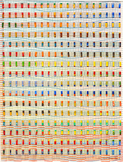 Eveline Kotai - Contrapuntal 1, 2012, mixed media stitched collage, 63x53cm (private collection)
