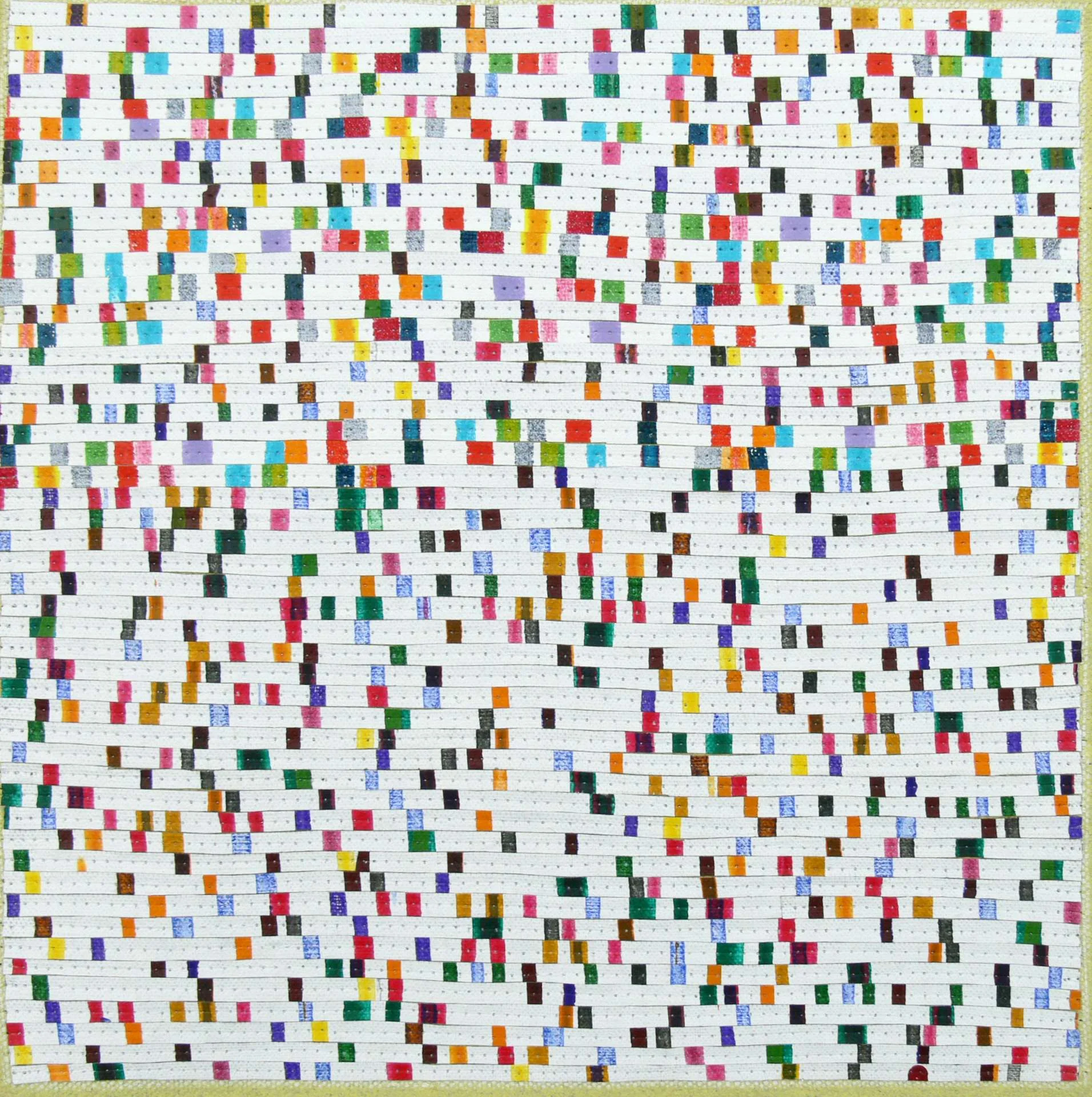 Eveline Kotai, Random Particles 1, mixed media stitched collage, 30x30cm, private collection
