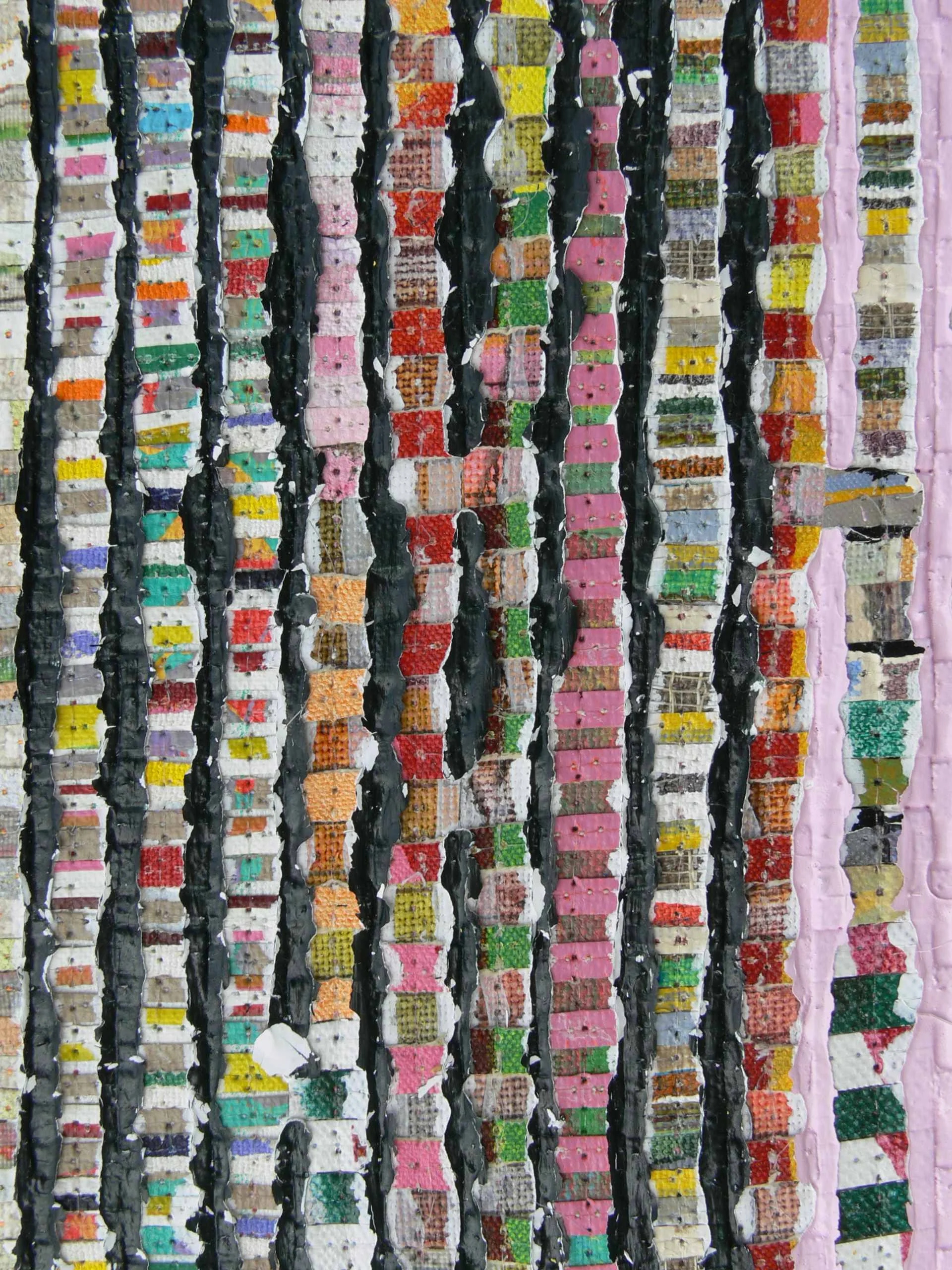 Eveline Kotai - DETAIL Karri Shift 3, 2014, mixed media stitched collage on linen, 20x140cm, Art Collective WA