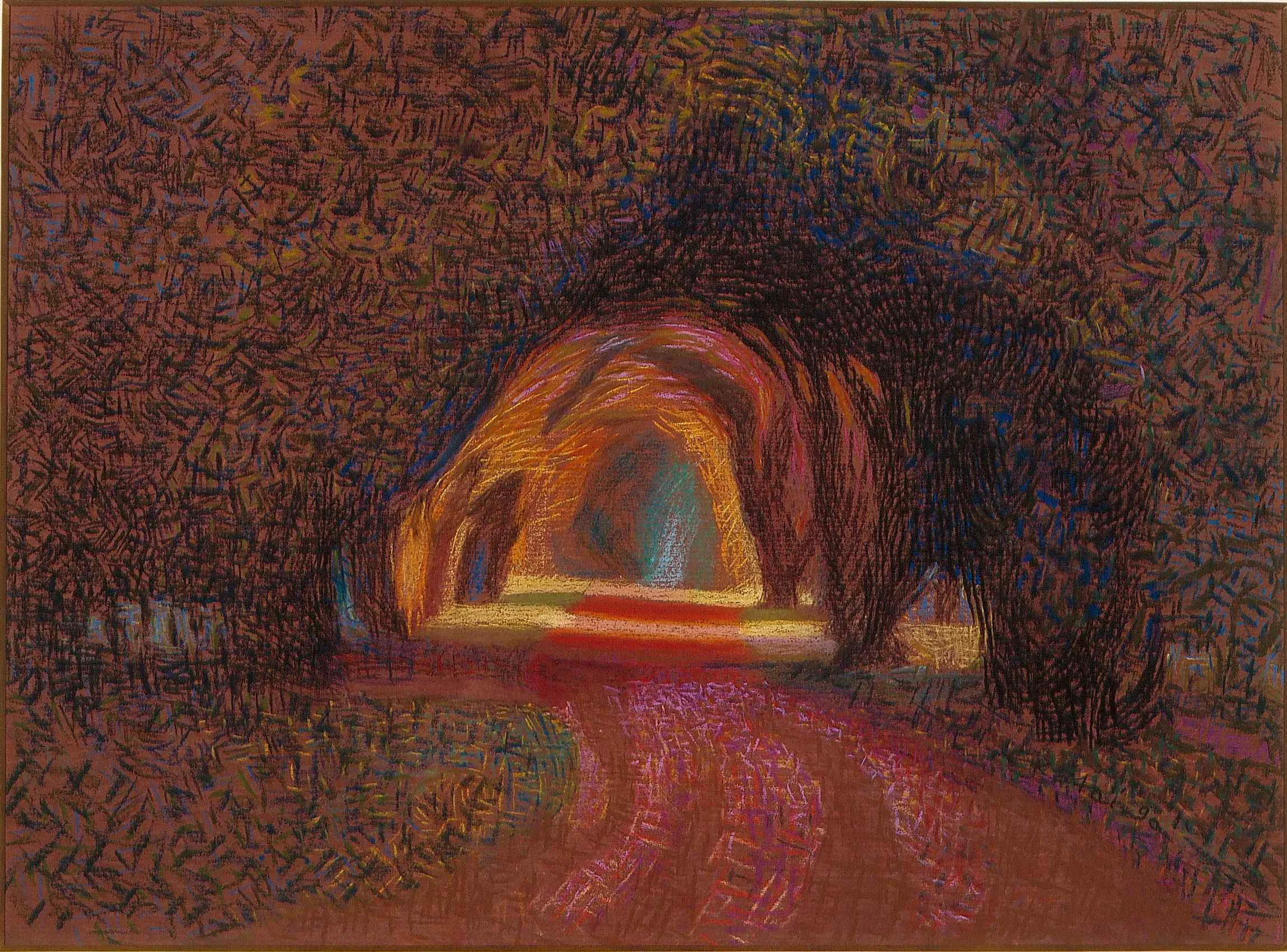 Rear Window 1990, pastel and charcoal on Fabriano paper, 49 x 67cm