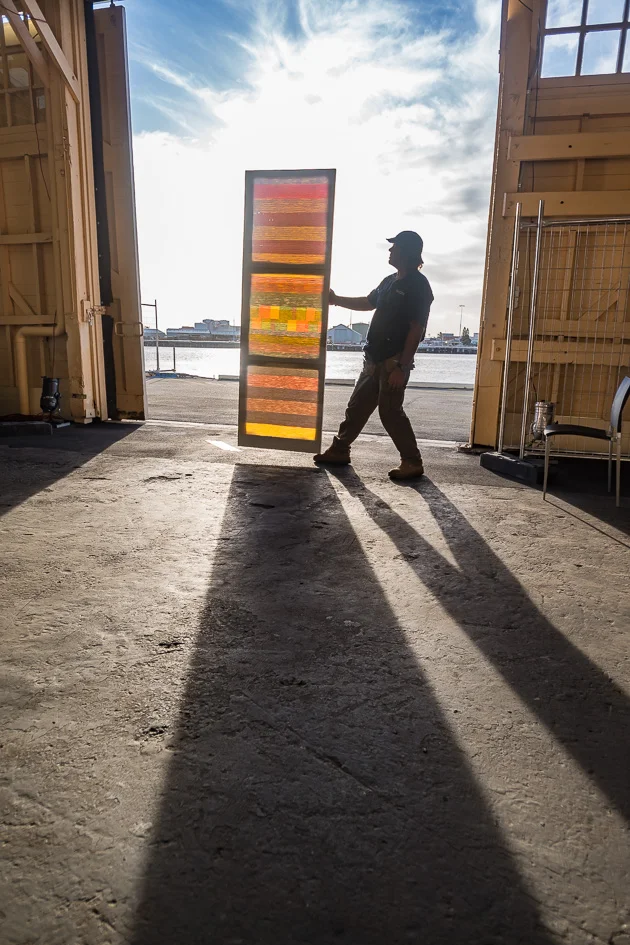 Eveline Kotai & Osnat Harlap (Urban Frameworks) collaboration: Spectrum event at the B-Shed Fremantle in conjunction with the second Meeting for Minds (M4M) symposium. May, 2016. Photo: Simon Cowling.