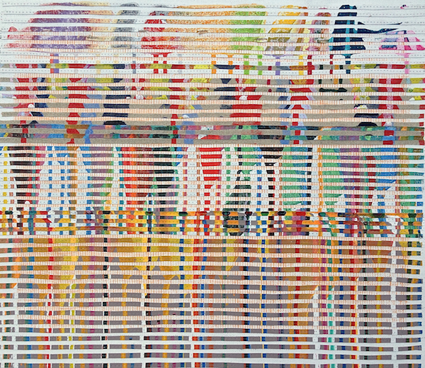 Road Trip - Murchison 2 2013, oil, acrylic and nylon thread on linen, 46 x 51cm. Private Collection
