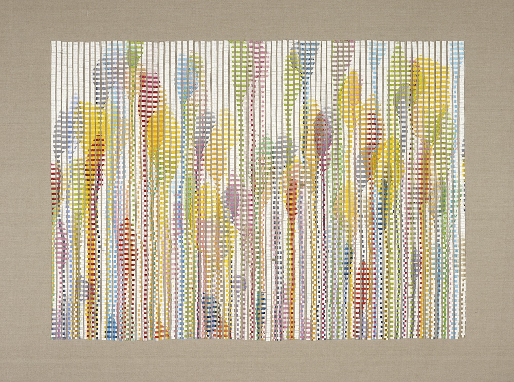 Flower Garden 1 2013, acrylic and nylon thread on linen, 100 x 130cm. Private Collection