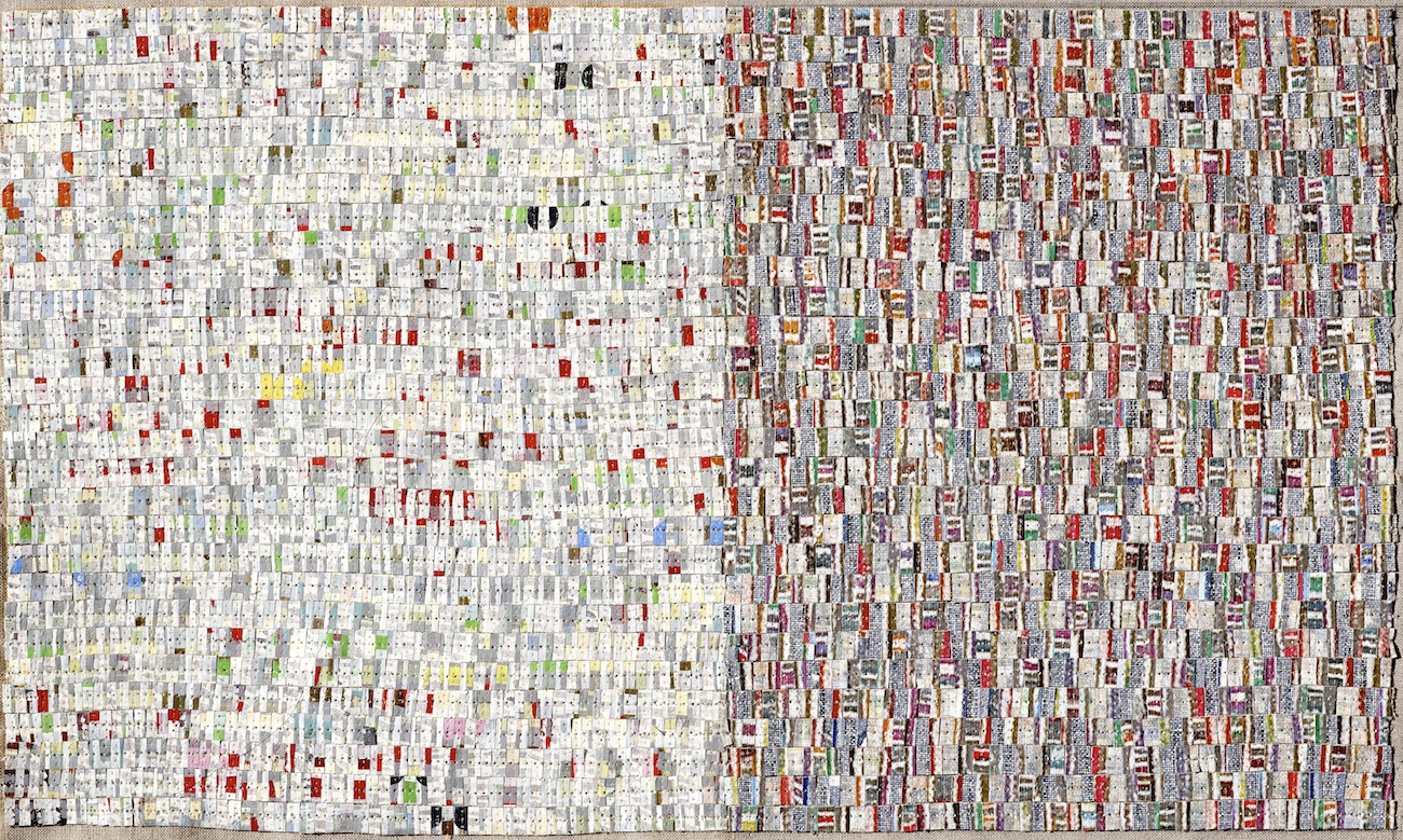 Open Book 1 2010, oil, acrylic, nylon thread on linen, 30 x 50cm. Private Collection