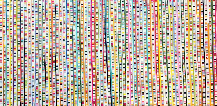 Two Way Drip 2014, acrylic and nylon thread on linen, 46 x 80cm. Collection of David Delahunty