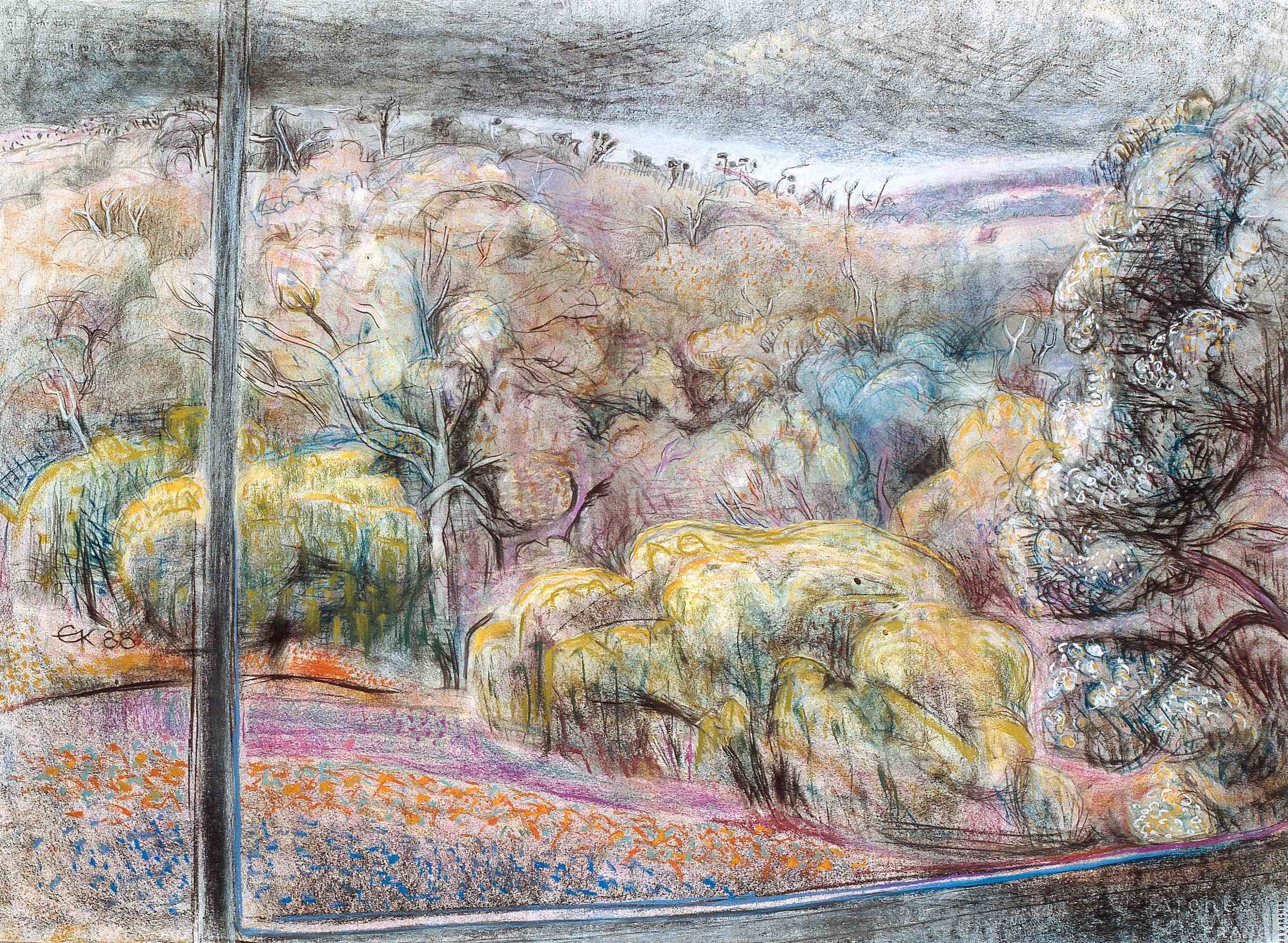 Margaret River Studio Window 3 1988, pastel and gesso paper, 57 x 76cm. Private Collection 