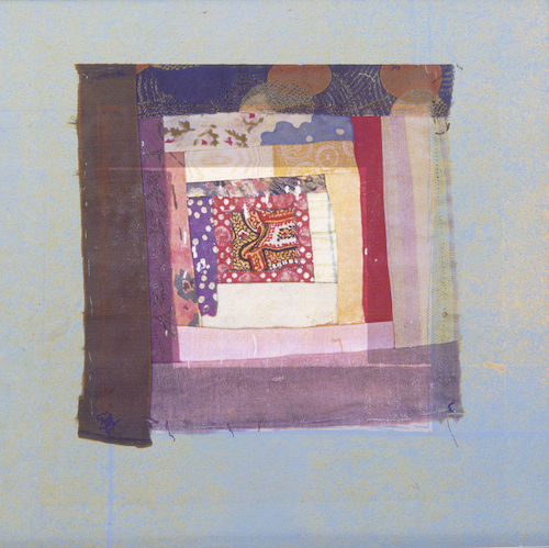 Patch Work 1 1995, photographic transfer on acrylic sheet on woodcut on paper, 30 x 30cm. Private Collection