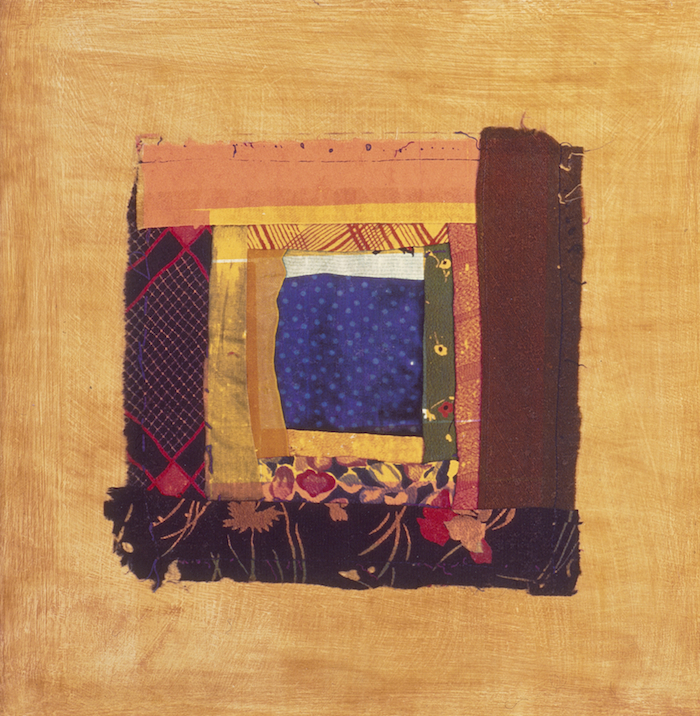 Patch Work 4 1995, photographic transfer on acrylic sheet on woodcut on paper, 30 x 30cm. Private Collection