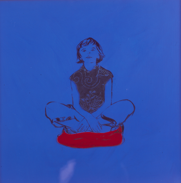New Material 1 - Silk Pyjamas 1995, print transfer on acrylic sheet with acrylic paint on board, 60 x 60cm. Private Collection