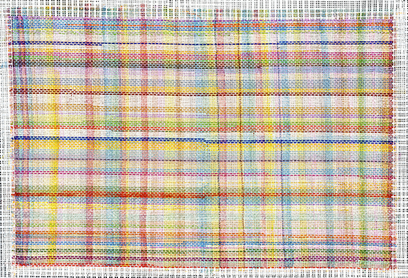 Thrum Threads 2016, wool, cotton thread and permanent marker on tapestry canvas, 26 x 39cm. Collection of the artist.jpg