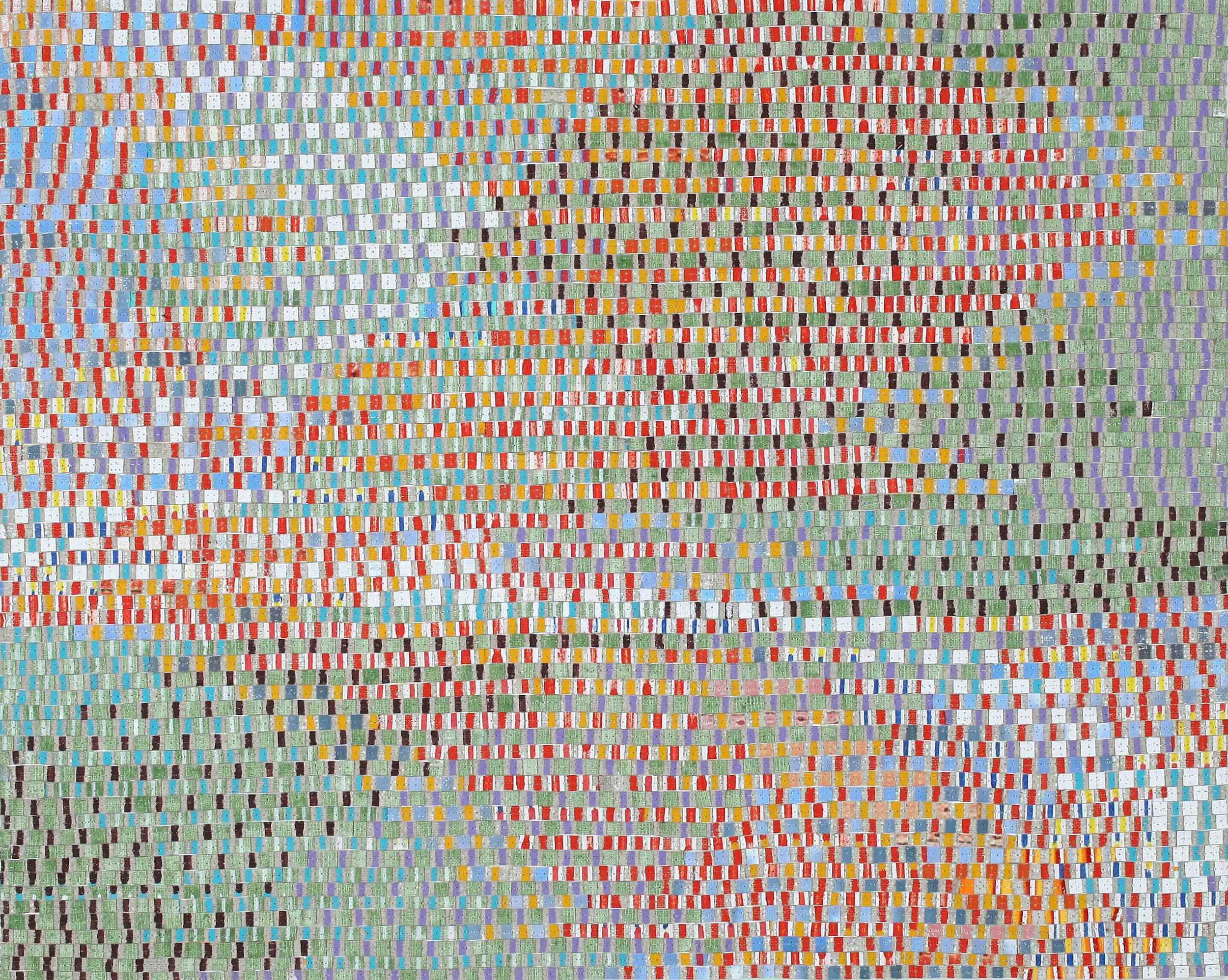 In Chorus, 2023 Acrylic, Mono-Poly thread on Linen 40 x 50cm 