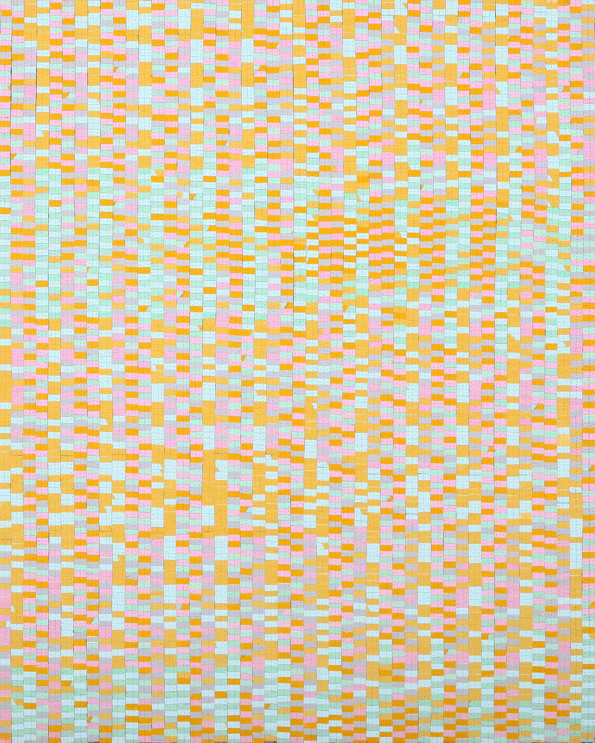  Two Way Progression 1, 2023 Acrylic, Mono-Poly thread on Linen, 76 x 61cm 