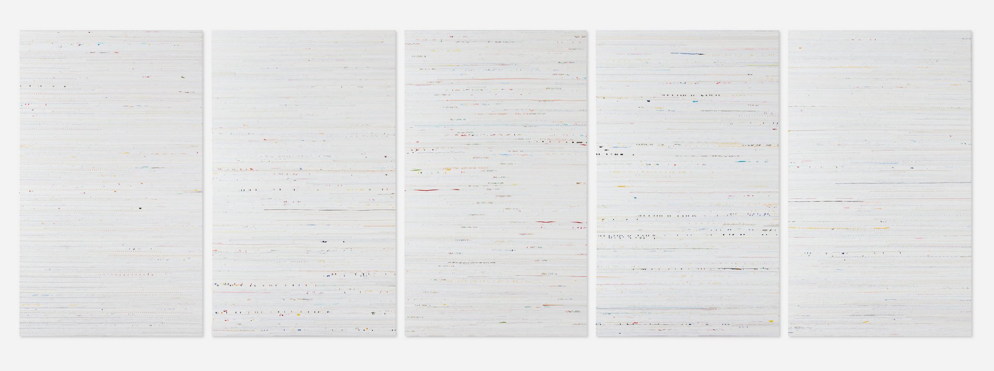 PAUSE - 2023, Acrylic, Mono-Poly thread on Canvas - each panel 152 x 91cm