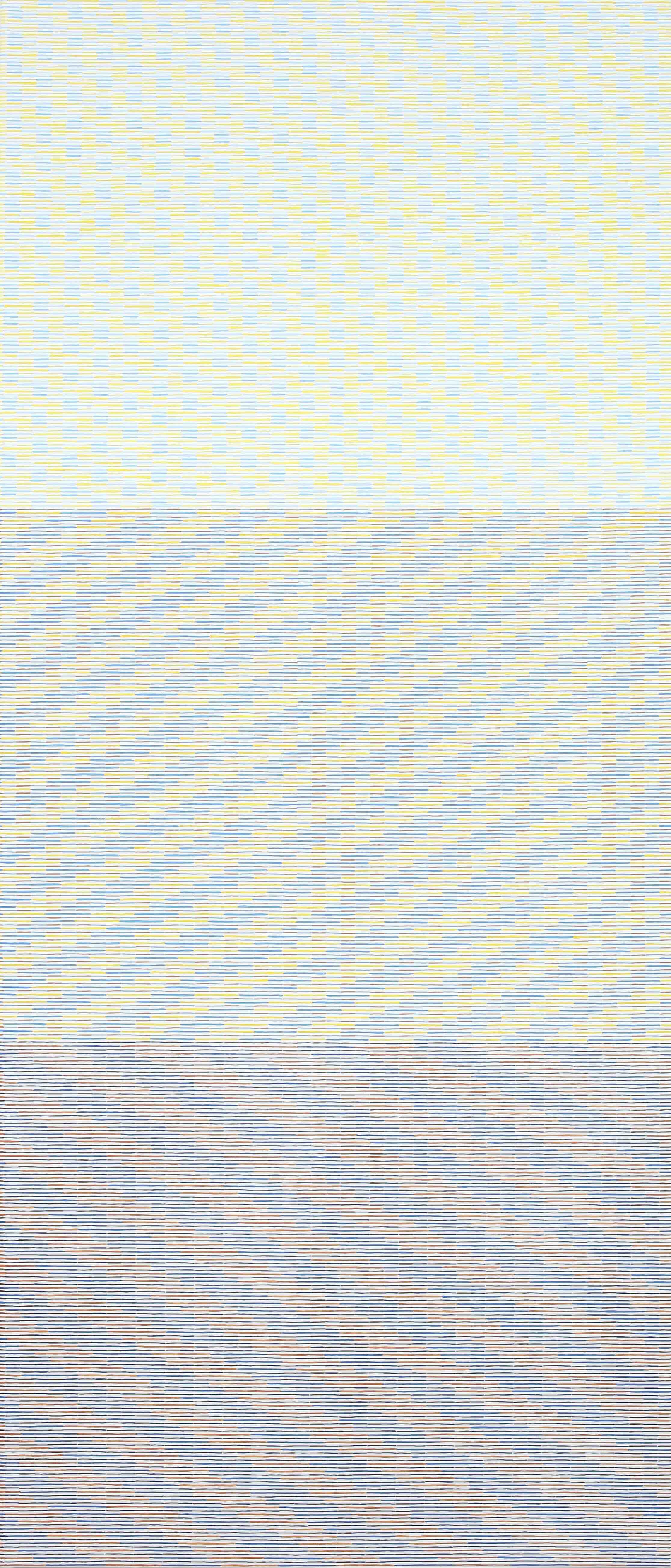 In the Line 1, Yellow/Blue, Acrylic on Canvas, 140 x 58cm