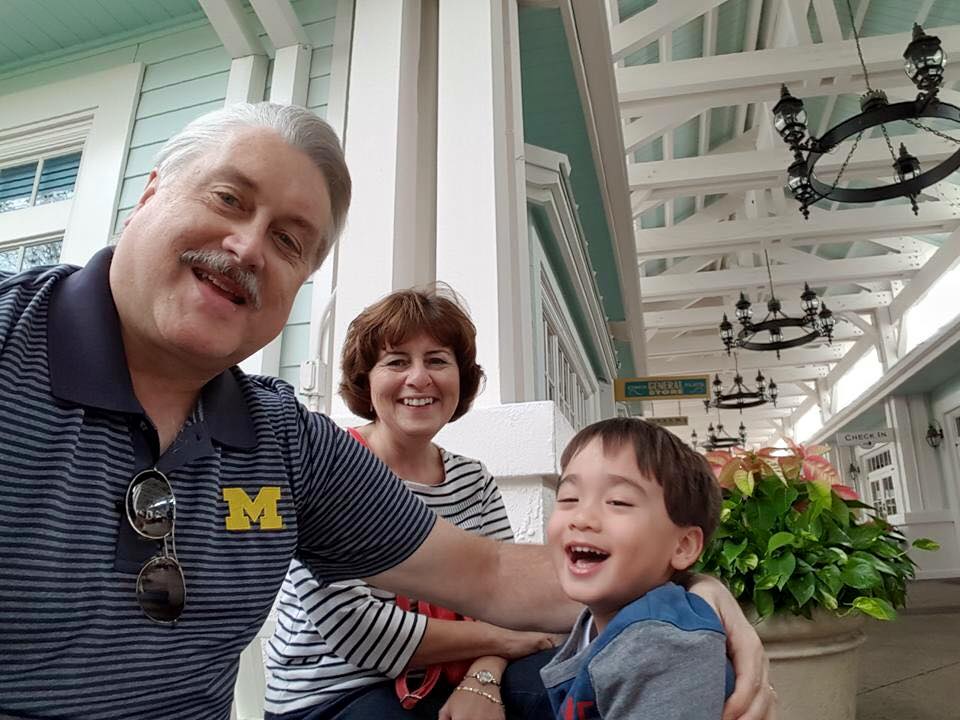 Connor, Grammy, and Papa at the Disney House