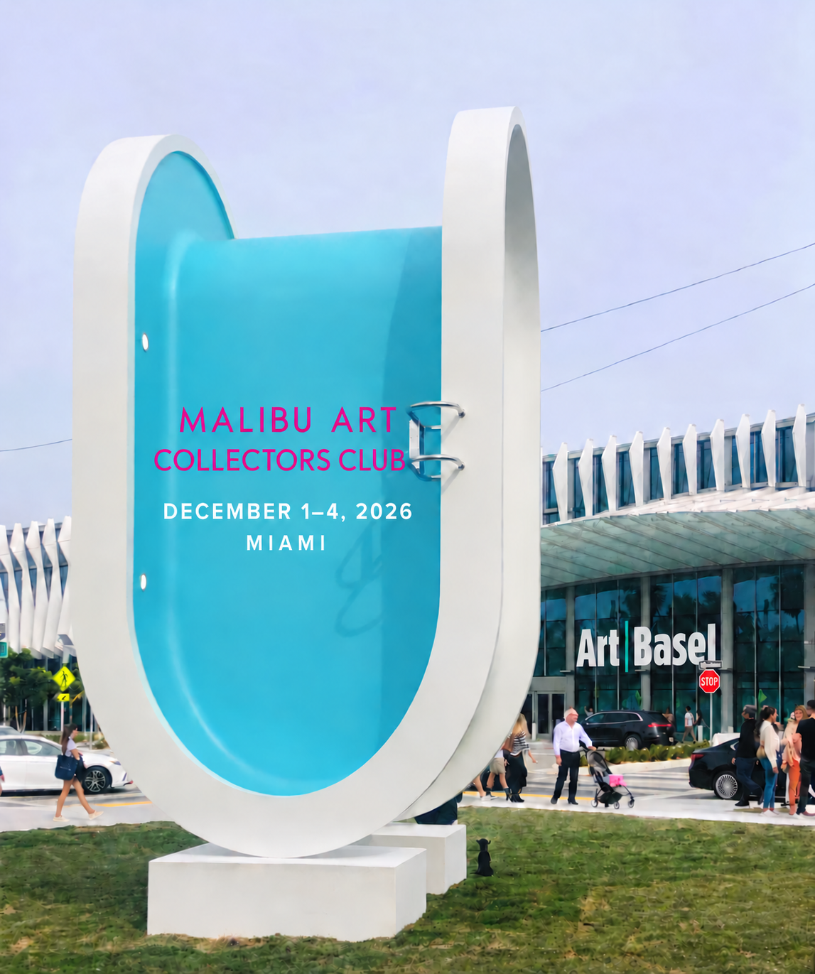 Miami art fair with turquoise sculpture.png