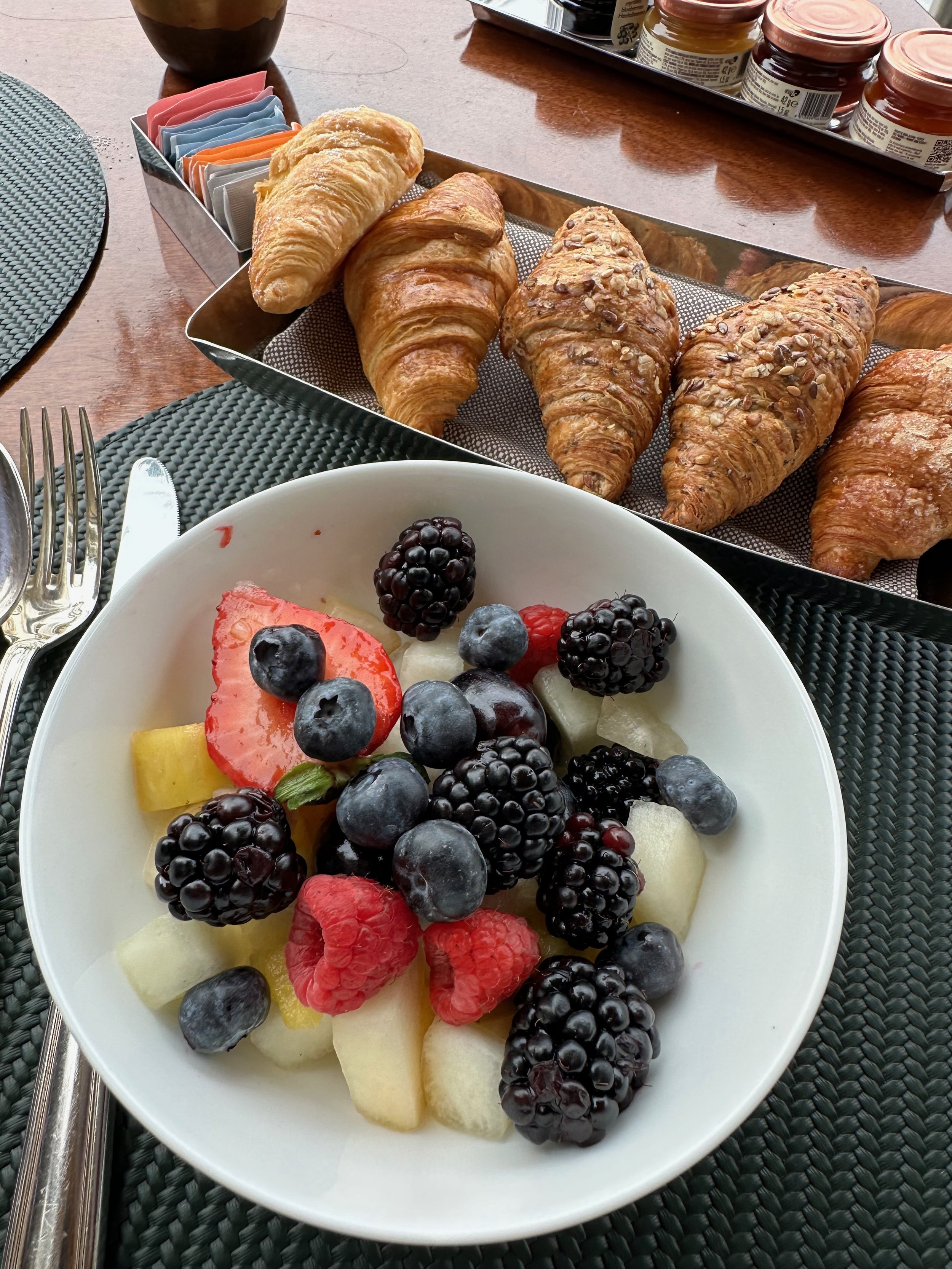 Fresh fruit with croissants