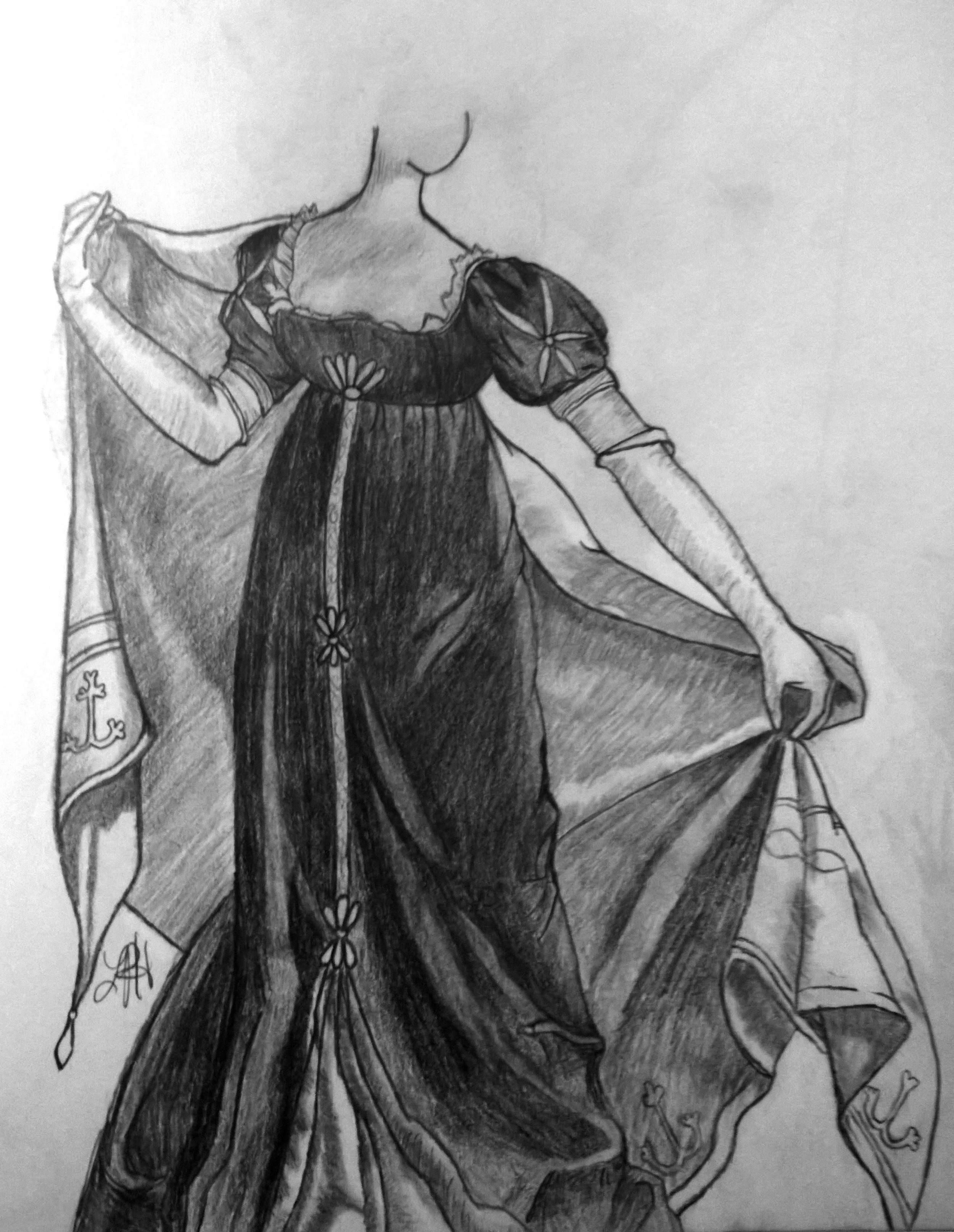 My original drawing. My focus for this was originally shading and folds.