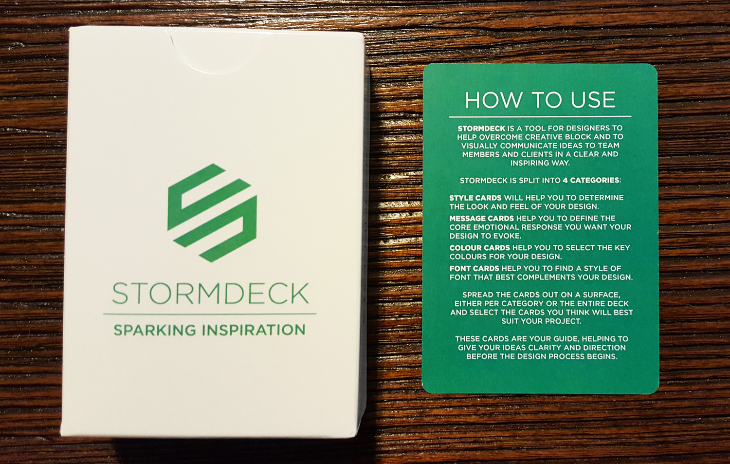 StormDeck packaging with 'How to Use' card