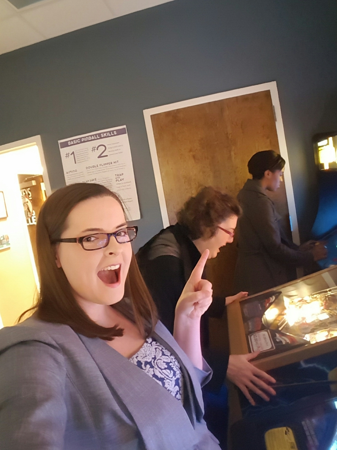 Bossman, fellow designer, and I hitting up the pinball machines at the brewery. 